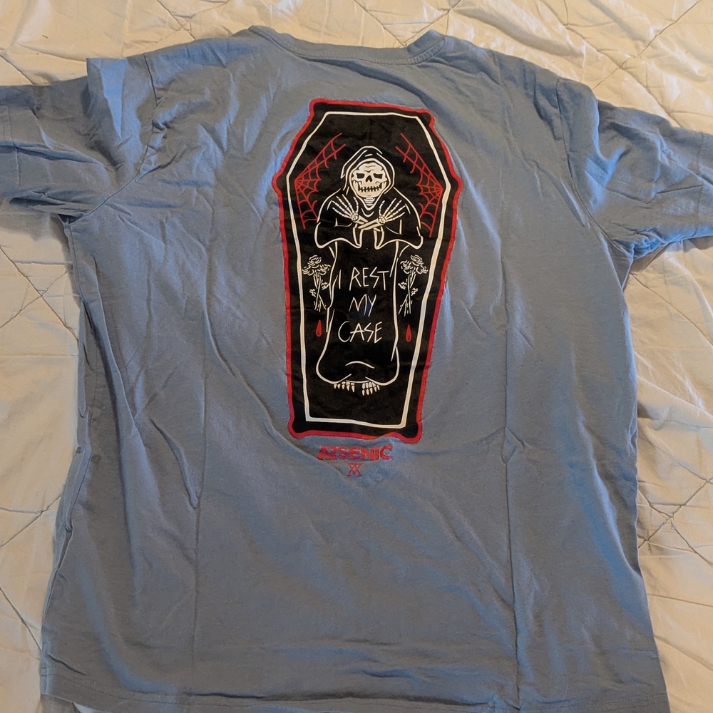 Blue-grey Coffin Graphic Tee By Arsenic